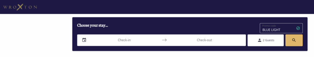 Wroxton Booking Promo Code Box