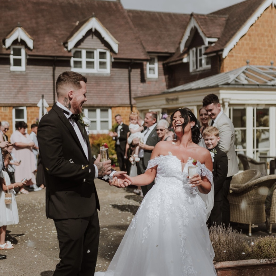 A married couple celebrating their wedding day at The Wroxton Hotel